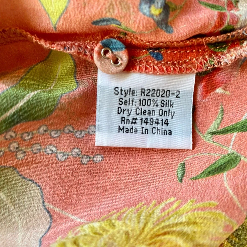 Johnny Was Coral Floral Silk Tunic with Teal & Cream Accents - Picture 13 of 16